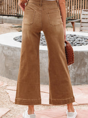 Ashleigh Blue Cropped High Rise Wide Leg Jeans - Damesmode Afbeelding 5 - Miniatuur