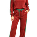 Simply Taupe Cozy Ribed Patchwork Leopard Trim Long Sleeve 2 Teile Hosenset - Foto 6