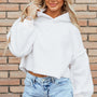 Weißer Sherpa-Fleece-Hoodie mit Senkrecht
