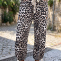 Black Leopard Print Drawstring Jogger Jeans - Damesmode Afbeelding 4 - Foto 4