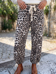 Black Leopard Print Drawstring Jogger Jeans - Women's Fashion Image 4 - Miniatuur