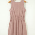 Smoke Gray Mineral Wash U Neck Elastic Waist Sleeveless Mini Dress - Foto 6