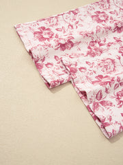 Pantalon en jean en denim rose à motif floral vintage - Miniatuur