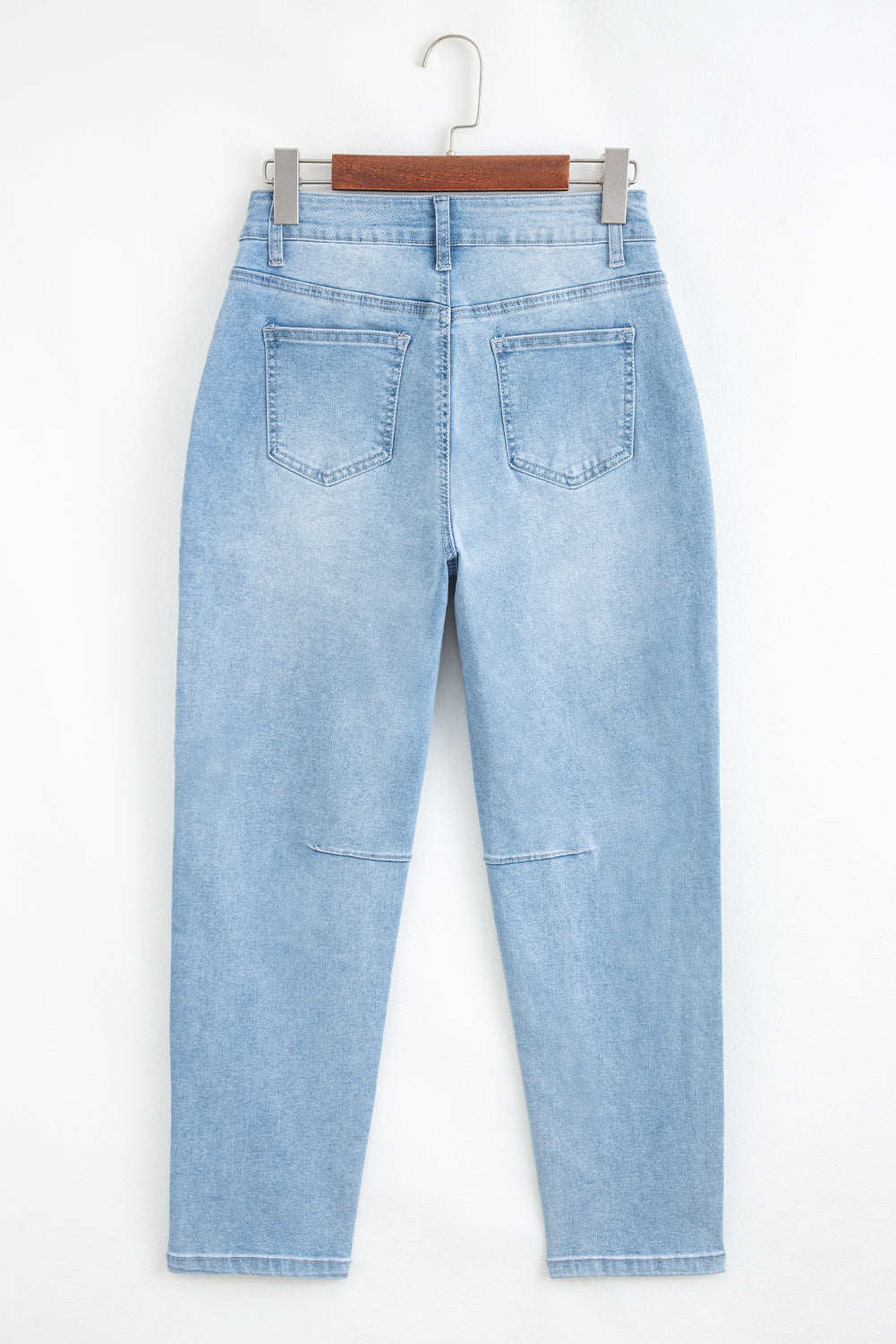 Beau Blue High Rise Barrel Relaxed Patch Pocket Jeans - Damesmode Afbeelding 5