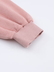 Rosa Klappentaschen-Kordelzug-Kapuzenjacke mit Reißverschluss - Miniatuur