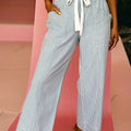 Himmelblaue Streifen-Jeans mit mittlerem Schnitt und Kordelzug - Foto 1