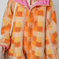Giacca con cappuccio Sherpa a quadri arancione - Foto 3