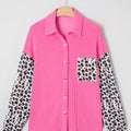 Dark Khaki Leopard Patched Twisted Ribbed Western Casual Shacket - Foto 6