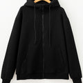 Black Quilted Side Pockets Zipper Hooded Jacket - Damesmode Afbeelding 4 - Foto 4