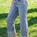 Ashleigh Blue Cuffed Straight Loose Jeans - Damesmode Afbeelding 3 - Foto 3
