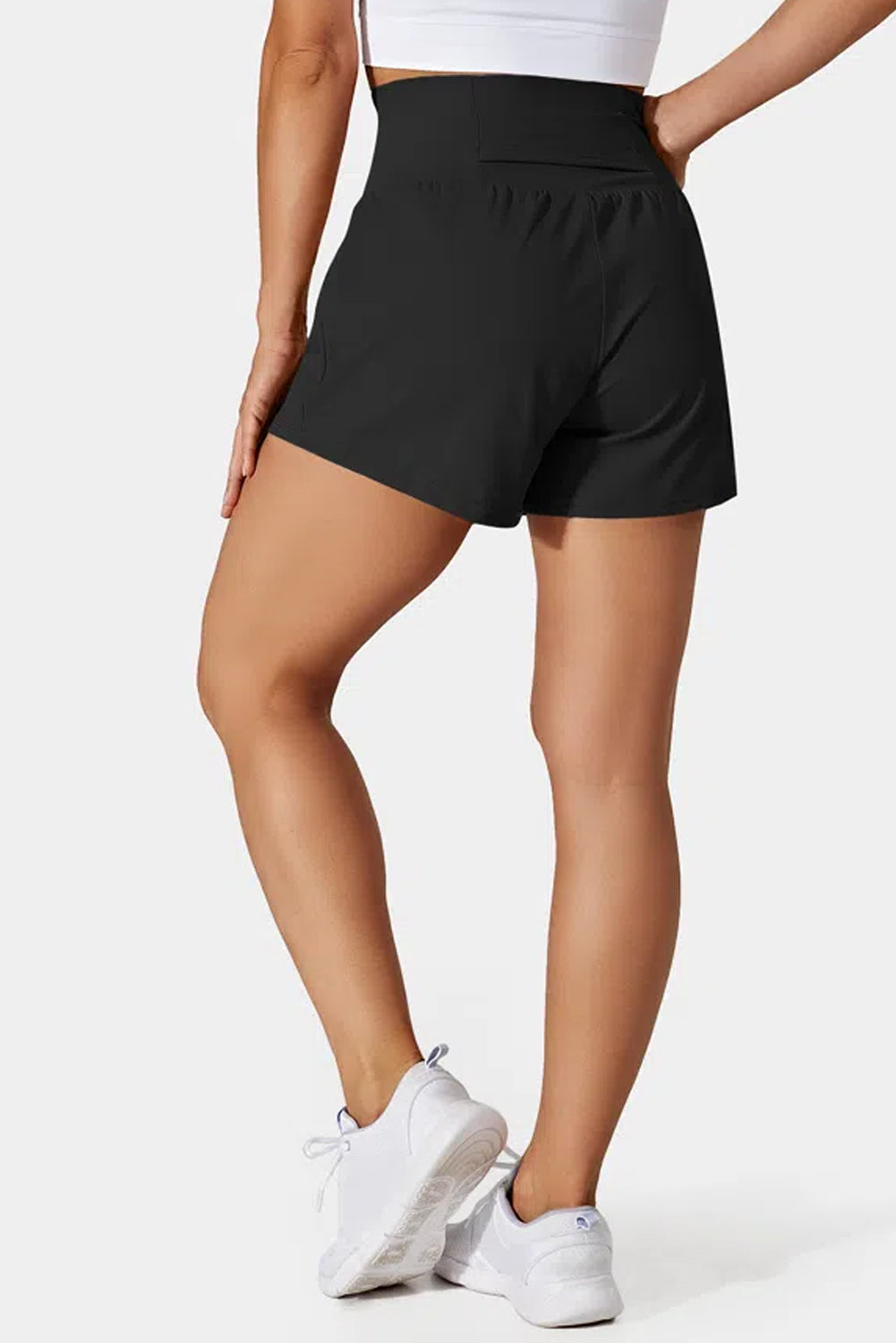 Black Pocketed Wide Waistband Swim Shorts - Damesmode Afbeelding 4