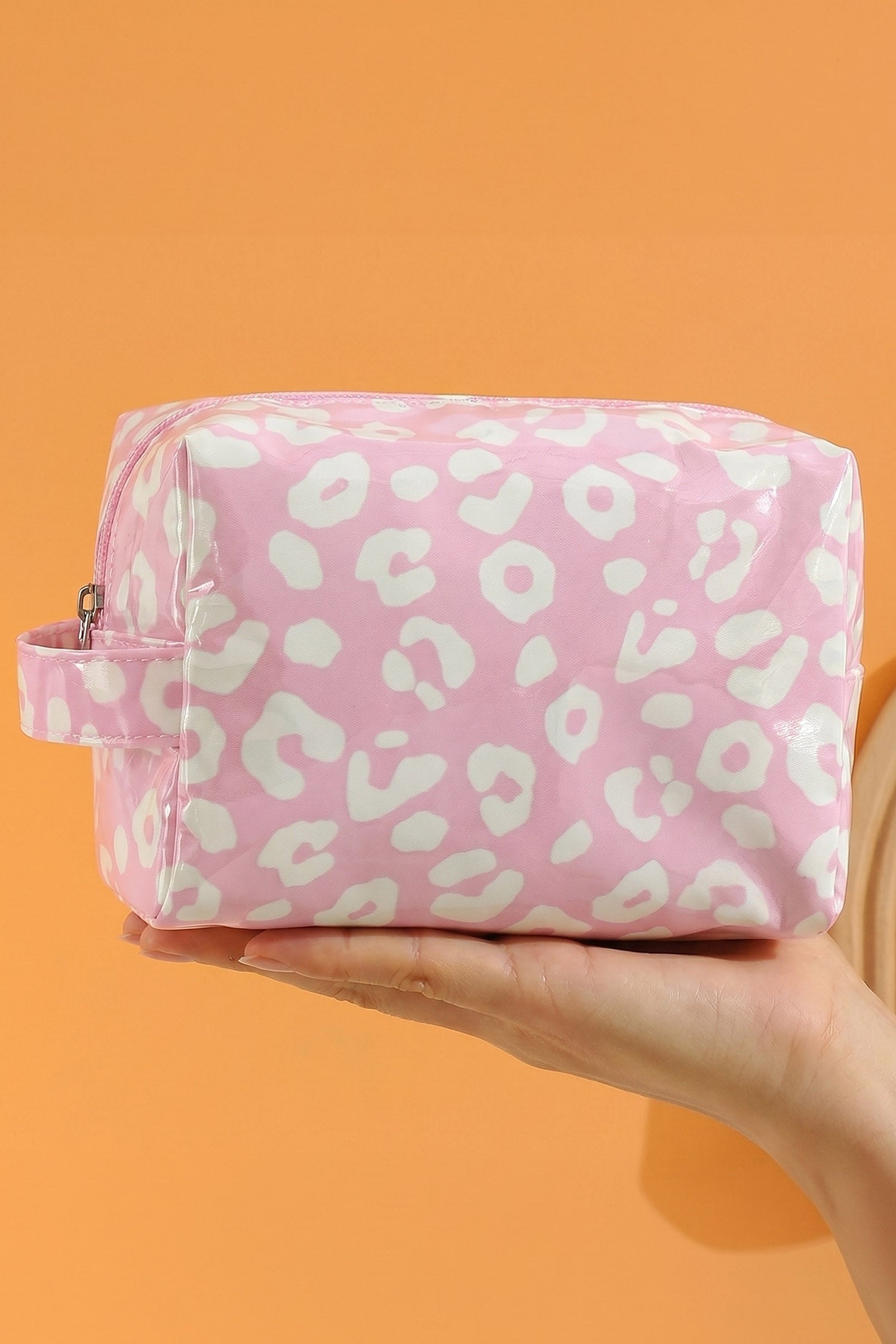 Blackish Green Leopard Print PVC Travel Makeup Organizer Cosmetic Bag - Damesmode Afbeelding 4
