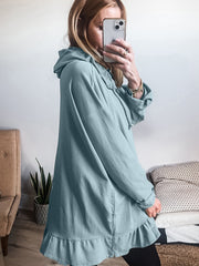 Sudadera sudadera sudadera con sudadera con bajo liso con volantes y ajuste holgado azul islandesa - Miniatuur