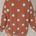 Sweat-shirt grand format à pois marron à motifs contrastants - Foto 2