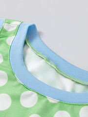 Grünes Polka Dot Contrast Trim Rundhals-Tanktop mit lockerem Tanktop - Miniatuur
