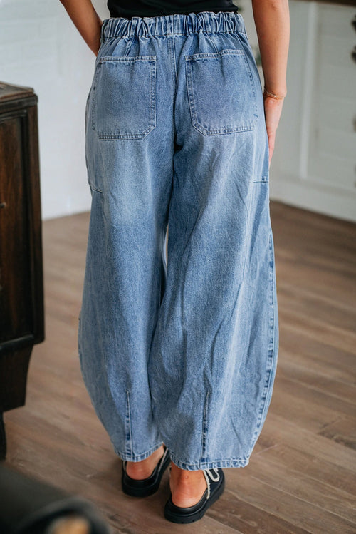 Jeans Myosotis Large Patch Pocket String, Sac en papier Taille Barrel