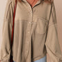 Goat Mineral Wash Textured Patchwork Loose Fit Shacket