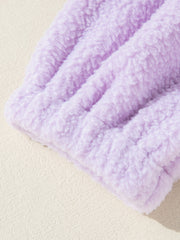 Lavendula Zipped Patch Pocket Fuzzy Drawstring Hoodie - Miniatuur