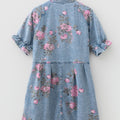 Dunkelblaues Denim-Kurzarmkleid mit Blumenmuster - Foto 6