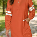Black Varsity Contrast Banded Sleeve Shift Sweatshirt Dress - Damesmode Afbeelding 4 - Foto 4
