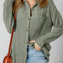 Camisa de hombros recaída Mist Green Thermal Ribbed Texture