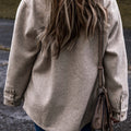 Light Grey Turn Down Collar Flap Pockets Buttoned Shacket - Foto 2