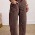Beau Blue Solid Color Square Patch Pocket Ankle-length Barrel Jeans - Damesmode Afbeelding 6 - Foto 6