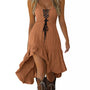 Lace-Up Front High-Low Ruffle Hem Dress