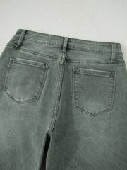 Vierblattklee, leicht verletzt, roher Rand, breite Jeans mit breiten Beinen - Miniatuur