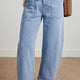 Jeans Beau Blauw Effen couleur carré écusson Zakken jusqu’à la cheville