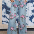 Sky Blue Garden Floral Print Bootcut Jeans - Foto 3