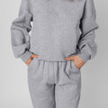 Gray Solid Exposed Seams Hoodie and Joggers Activewear Set - Foto 3