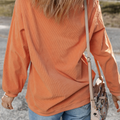 Orangefarbener Thanksgiving-Pullover mit Ribbenausschnitt - Foto 6