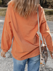 Sweatshirt de Ação de Graças Laranja Thankful Canelado com Gola Redonda - Miniatuur