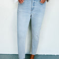 Beau Blue Mid Rise Ankle-Length Distressed Skinny Jeans - Damesmode Afbeelding 1 - Foto 1
