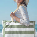 Light Blue Striped Waterproof Canvas Large Capacity Tote Bag - Foto 4