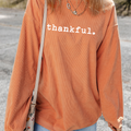 Orangefarbener Thanksgiving-Pullover mit Ribbenausschnitt - Foto 4
