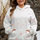 Grauer Blumenmuster Plus-Size lockerer Capuchontrui
