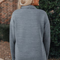Rotes Sandelholz gerippte Strickknöpfe Vordere Klappentasche Casual Shacket - Foto 5