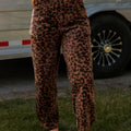 Brown Clear Seam Detail Patchwork Leopard Print Barrel Jeans - Damesmode Afbeelding 1 - Foto 1