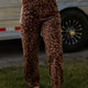 Bruin Clear Seam Detail Patchwork Luipaardprint Print Barrel Jeans