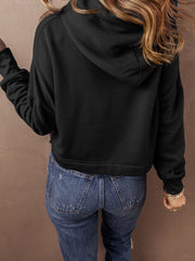 Påserosa Solid Shoulder Dragsko Kort hoodie - Miniatuur