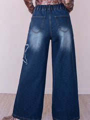 Jeans a gamba larga decorati con Ashleigh Blue Star - Damesmode Afbeelding 5 - Miniatuur