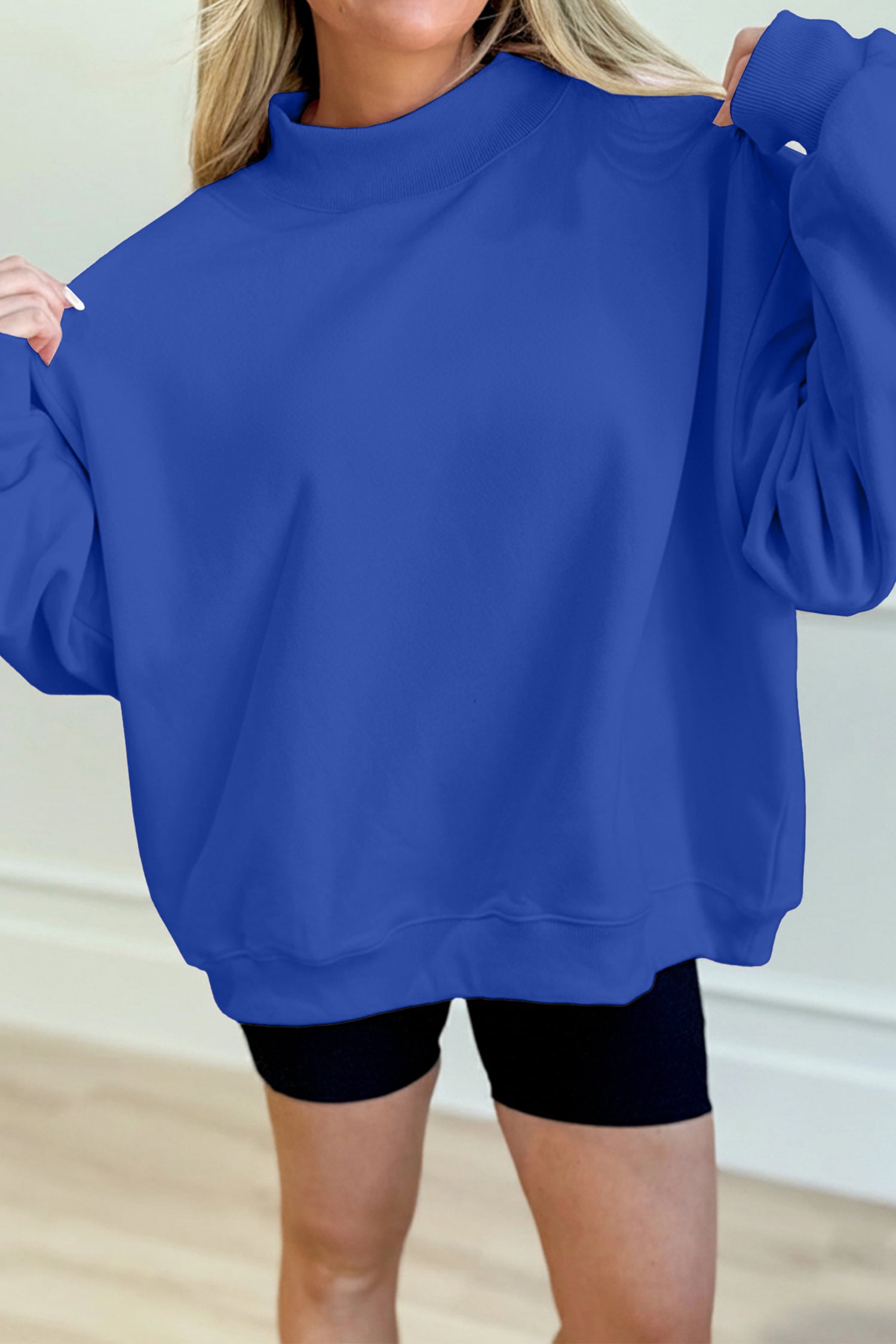 Grå ensfarvet oversized mock neck sweatshirt