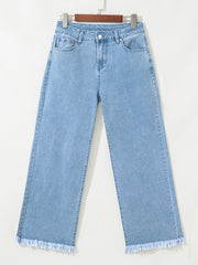 Myosotis Acid Washed High Rise Cropped Wide Leg Jeans - Miniatuur