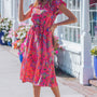 Vestido Longo Floral com Mangas Esvoaçantes Rosa