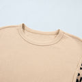 Gray Morn Leopard Ärmel Waffel-Stréck Split Hem Top - Foto 6