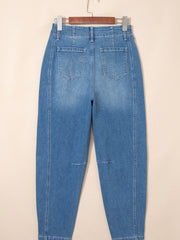 Jeans a canne con polsette Blu Cielo Medium Wash - Miniatuur