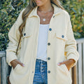 Beige Turn Down Collar Buttoned Shirt Jacket - Damesmode Afbeelding 5 - Foto 5