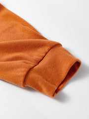 Felpa con cappuccio a collo incrociato con un maglione a coste color fiamma dorata contrastante - Miniatuur